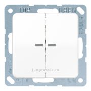 Выключатель 2-клавишный JUNG CD 500, с подсветкой, Белый, с рамкой